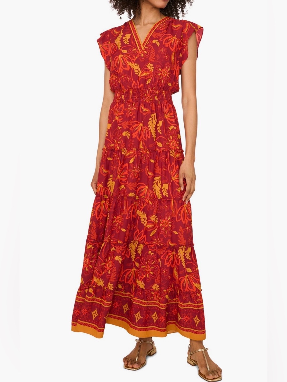 Vince Camuto Red Floral Maxi Dress